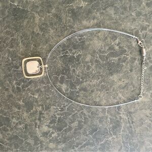 Silver and Gold Square Pendant Necklace